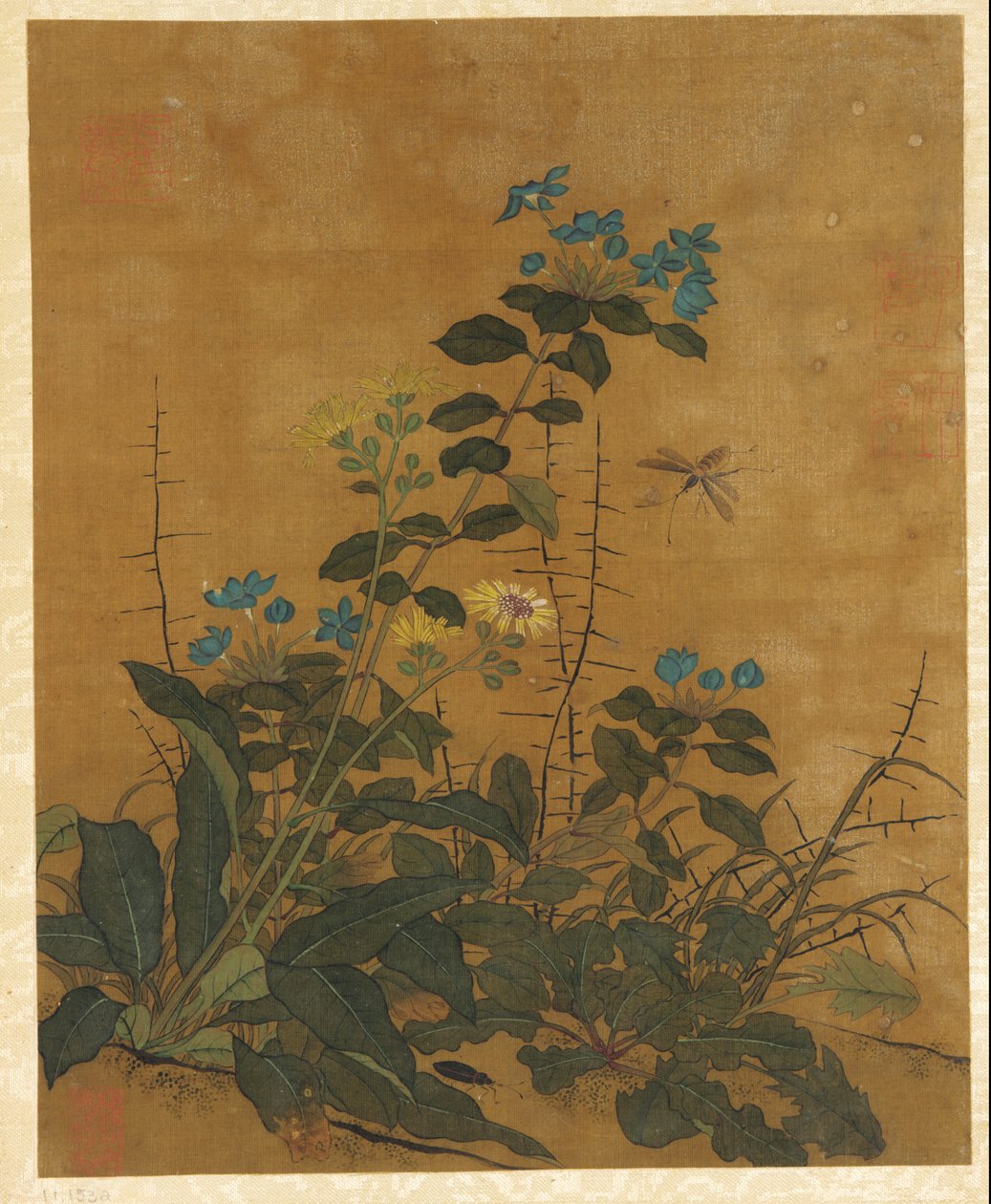 Ti bilder av blomster, frukt og fugler av Unknown artist