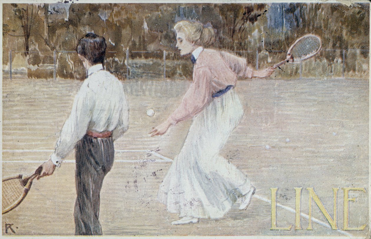 Tennisspillere - postkort, rundt 1890 av Unknown artist