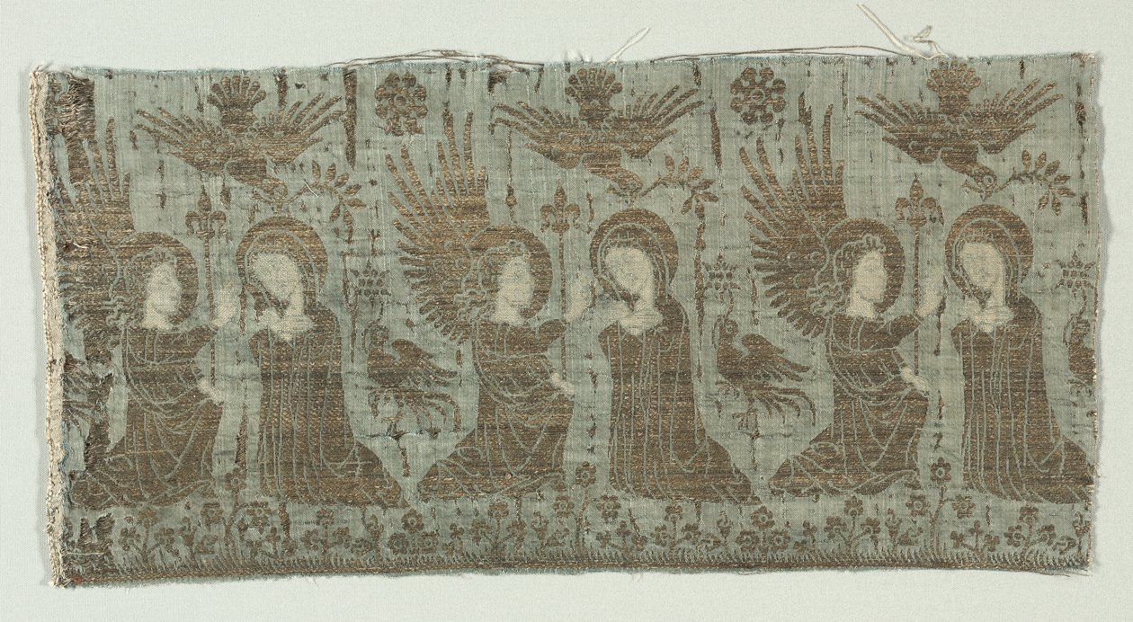 Tekstilfragment med bebudelsen av Unknown artist