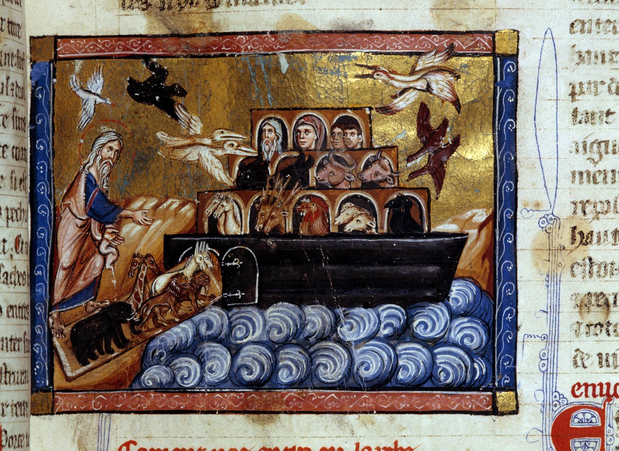 The Ark of Noe Miniature fra et manuskript "Universal History""" 1200-tallet. Dijon kommunale bibliotek av Unknown artist