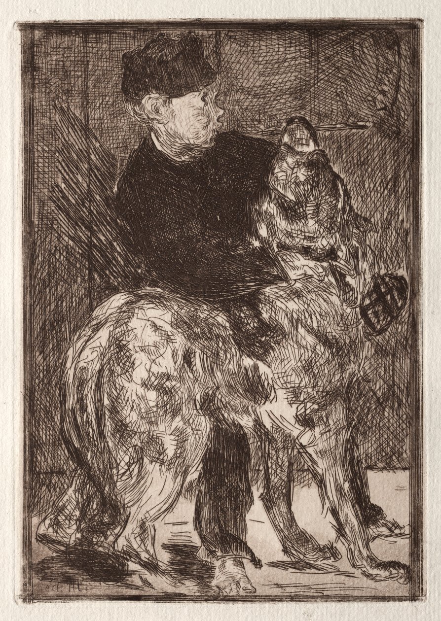 Gutten med en hund av Unknown artist