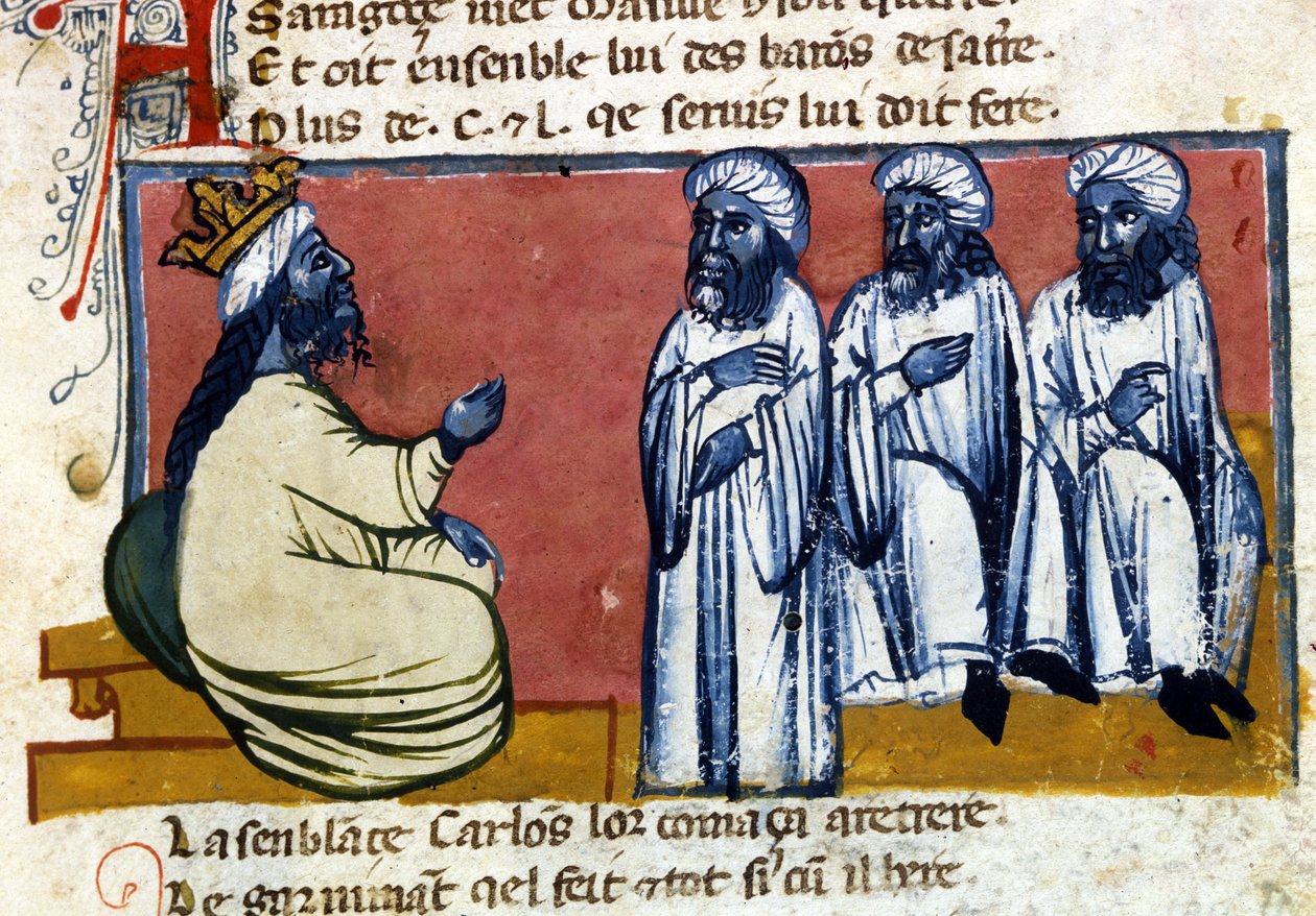 Kalifen av Spania. 1300-talls manuskript. Bibl. Marciana, Venezia. av Unknown artist