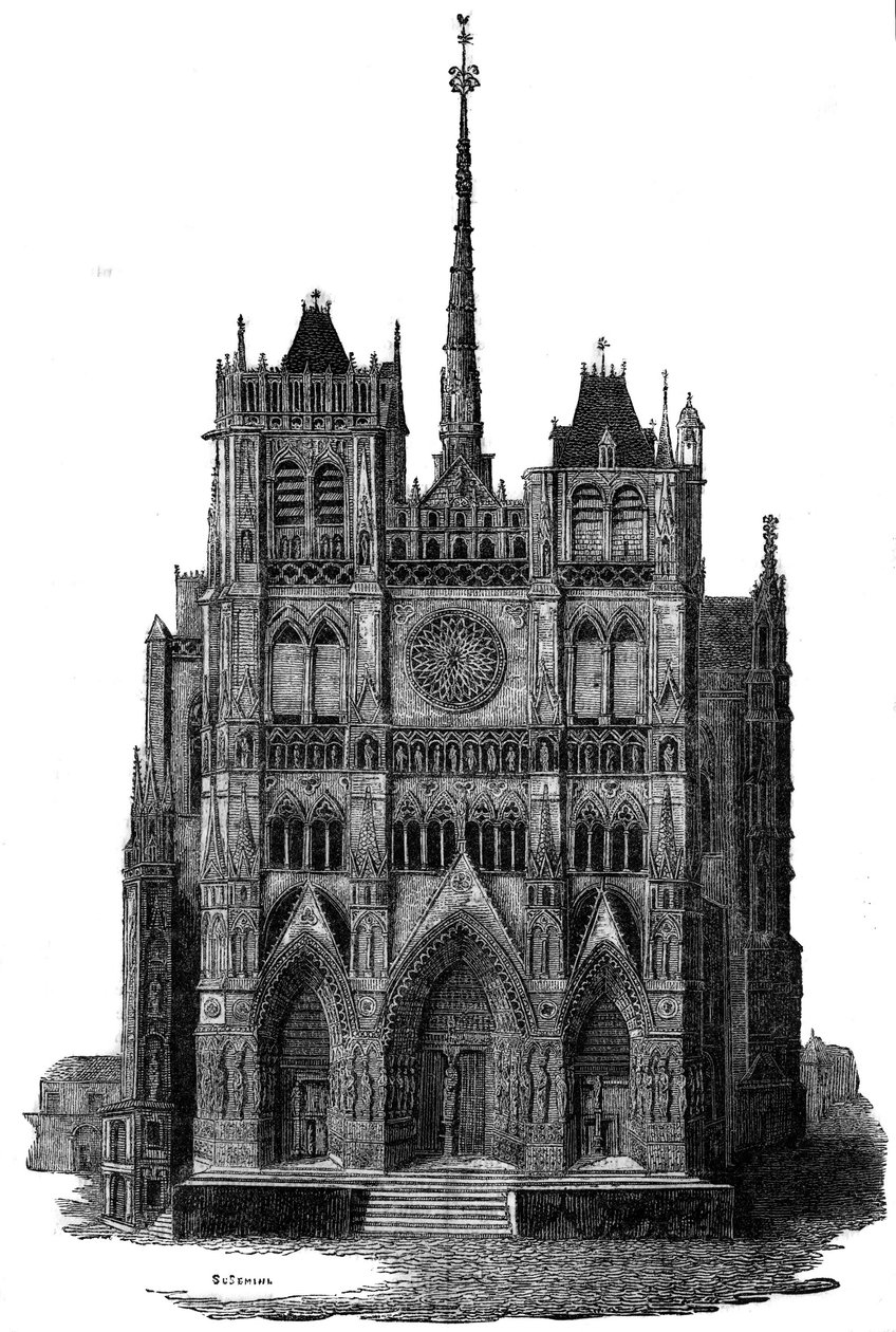 Katedralen i Amiens på 1800-tallet. av Unknown artist