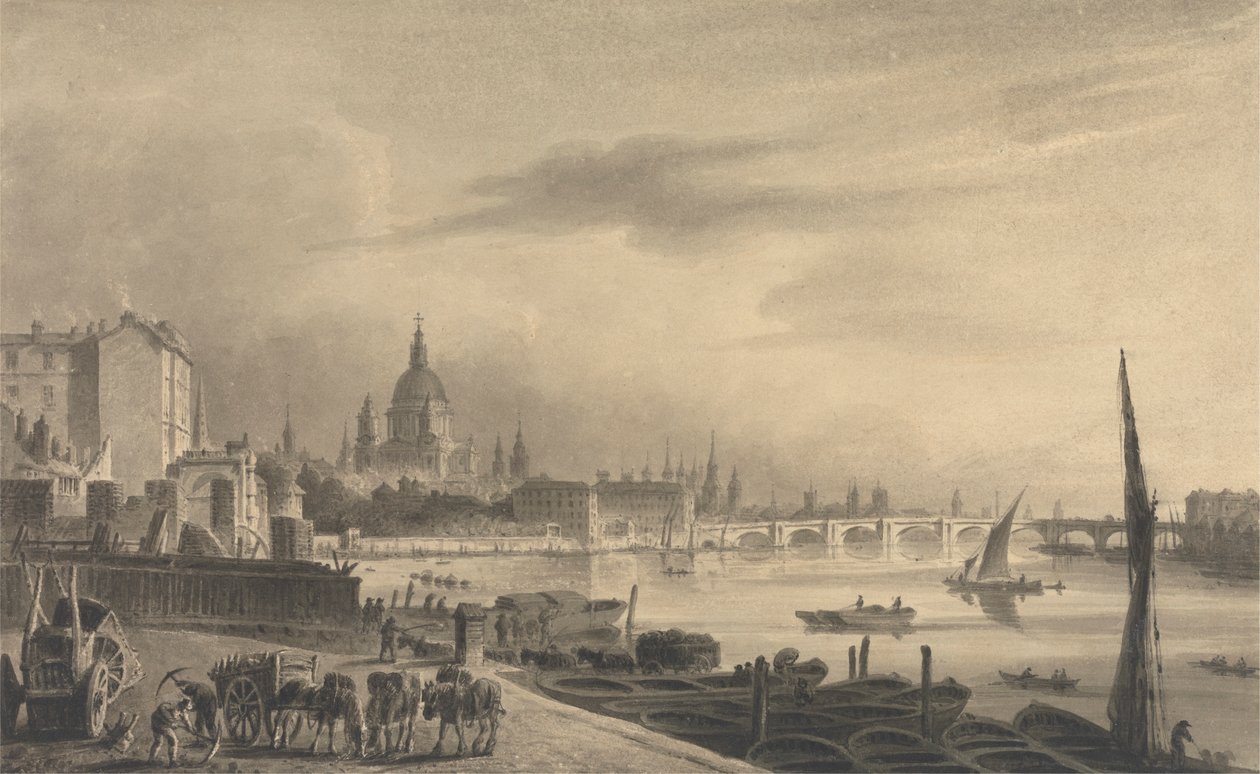 City of London fra Somerset House av Unknown artist