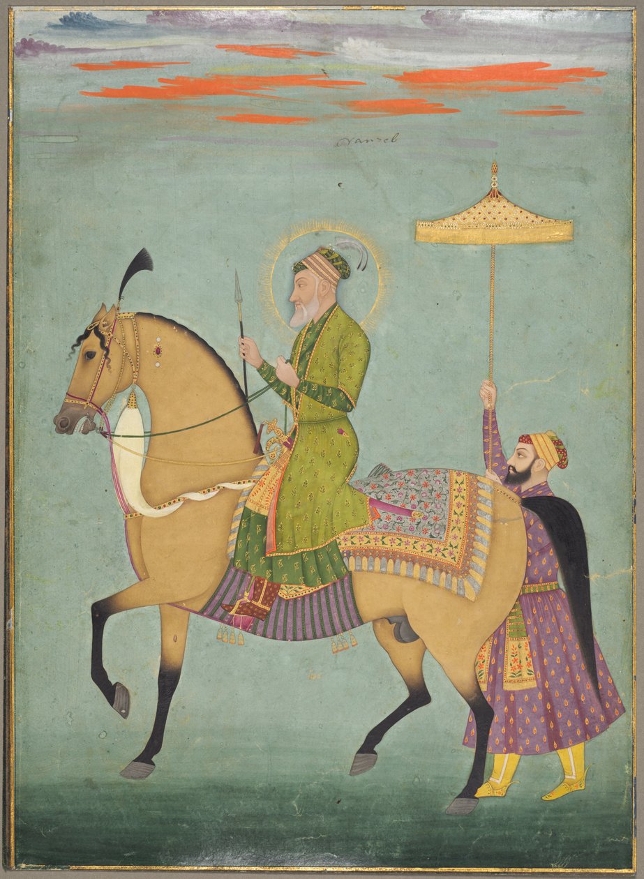 Keiseren Alamgir (regjerte 1658–1707) på hesteryggen av Unknown artist
