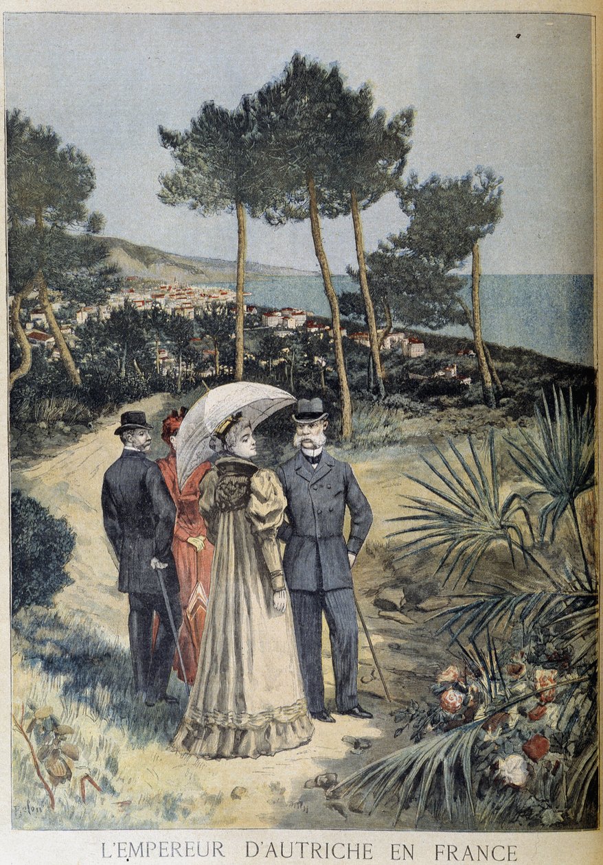 Keiseren av Østerrike i Frankrike (besøk av det keiserlige paret Francis Joseph og Elisabeth av Østerrike (Sissi) på den franske rivieraen) - i Le Petite Journal du 19/03/1894 av Unknown artist