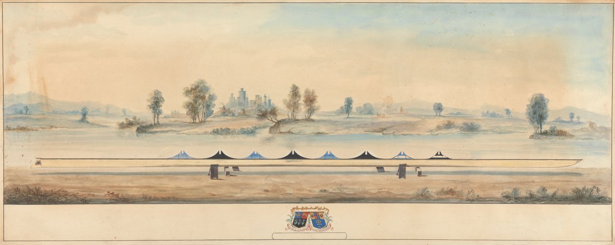 Eton-båten på slepestien til Themsen: Windsor Castle i bakgrunnen av Unknown artist
