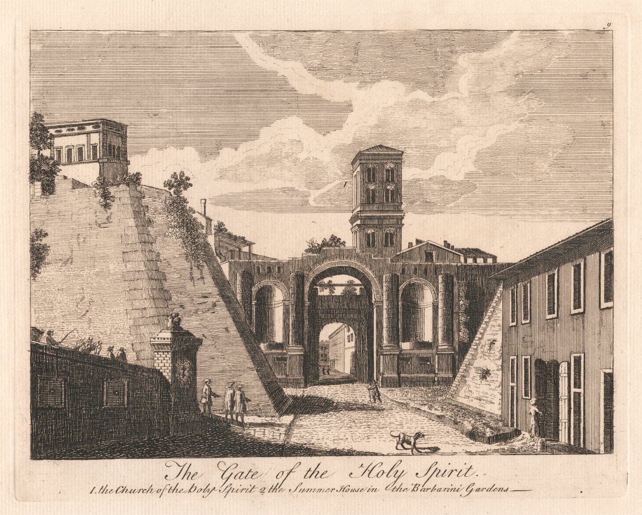 Den hellige ånds port: 1. Den hellige ånds kirke 2. sommerhuset i Barbarini-hagene av Unknown artist