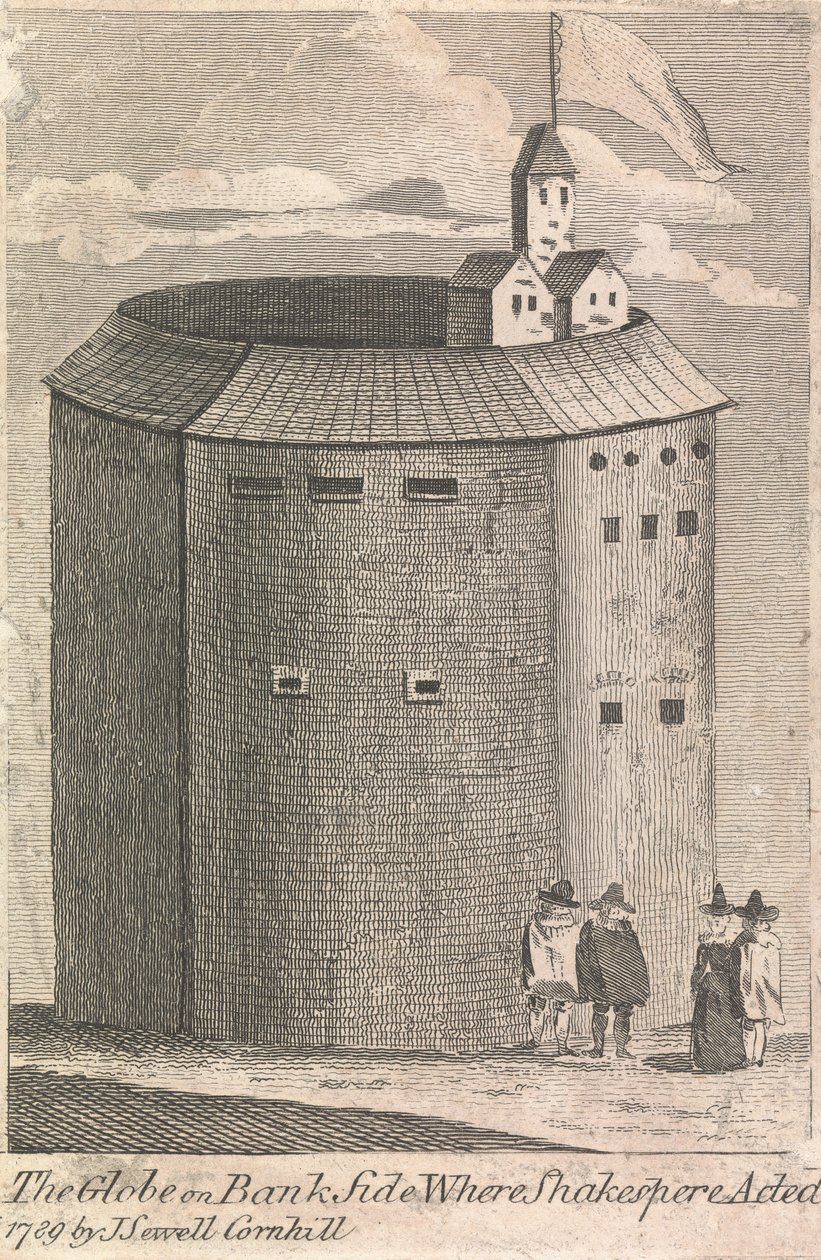 The Globe on Bank Side hvor Shakespeare opptrådte (publisert av J. Serrell); side 10 (bind to) av Unknown artist