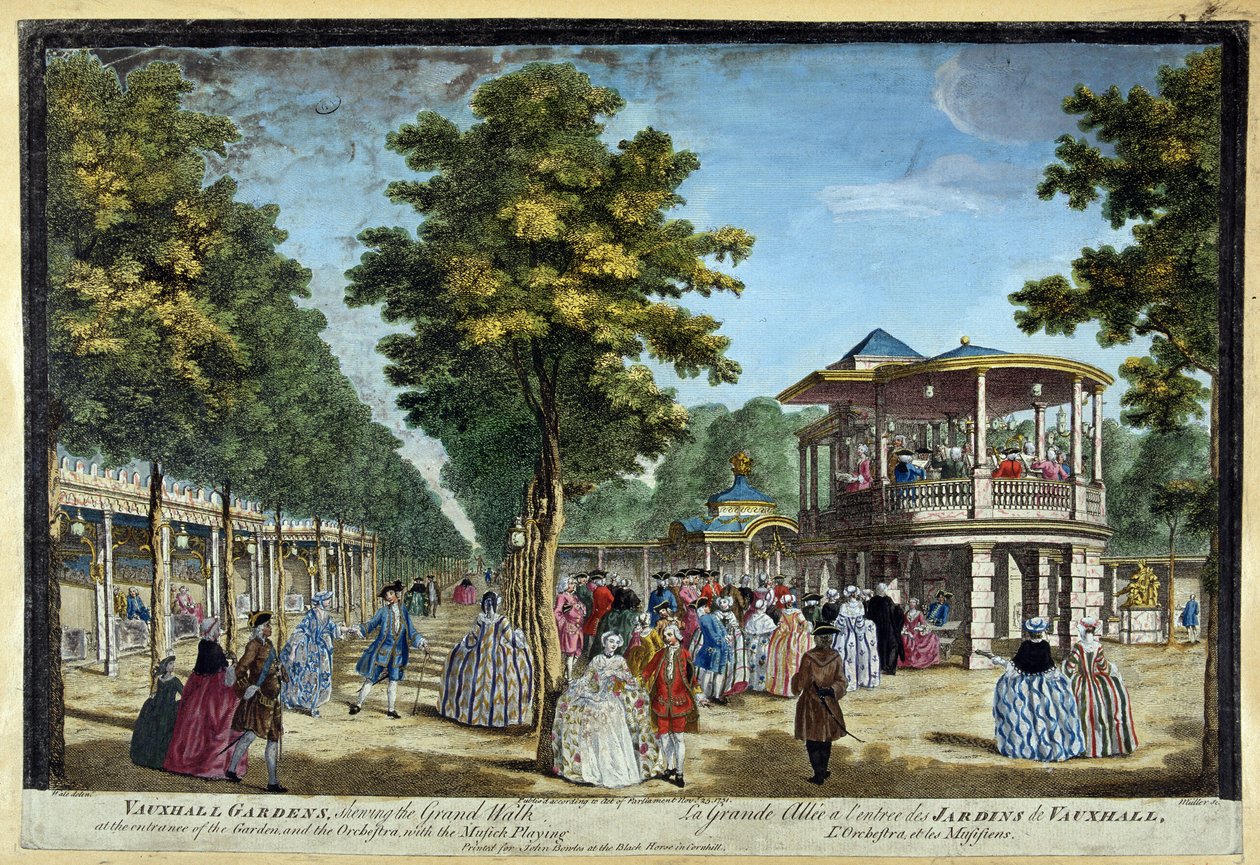 Grande-gaten ved inngangen til hagene til Vauxhall av Unknown artist