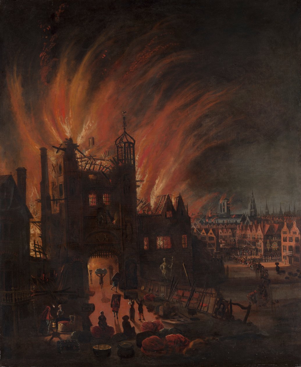 The Great Fire of London, med Ludgate og Old St. Paul's av Unknown artist