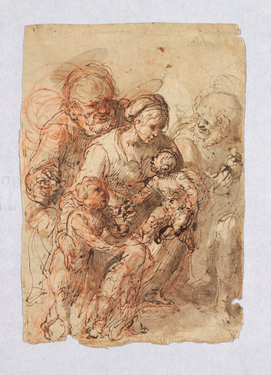 Den hellige familie og St. Johannes av Unknown artist