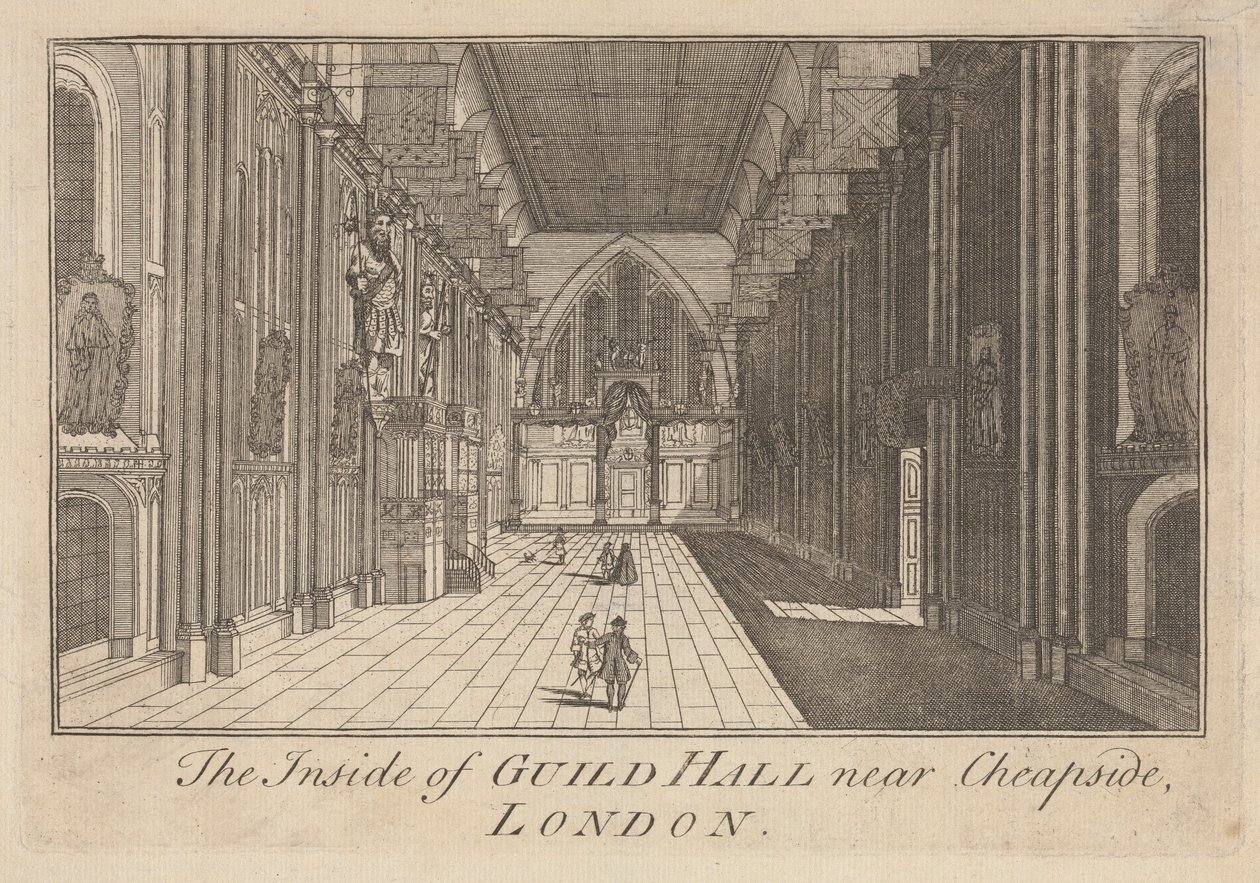 Innsiden av Guild Hall nær Cheapside, London av Unknown artist