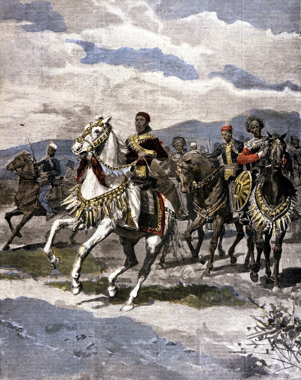 Kongen av Etiopia Menelik II (1844 - 1913). Jeg vil. av italiensk presse. av Unknown artist