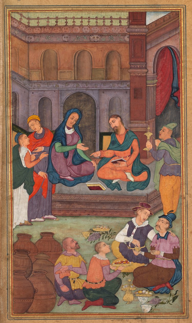 Ekteskapet i Cana, fra et hellighetsspeil (Mir’at al-quds) av far Jerome Xavier av Unknown artist
