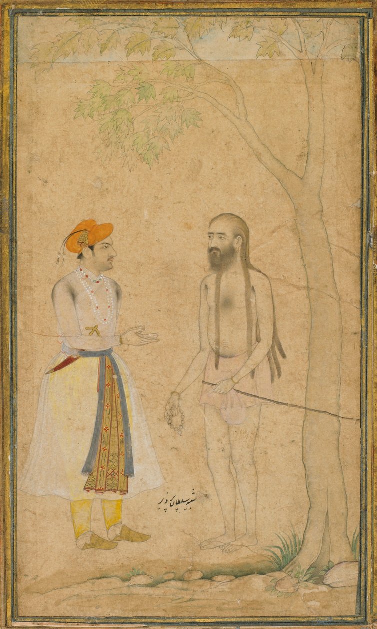 Mughalprinsen Parvez og en hellig mann av Unknown artist