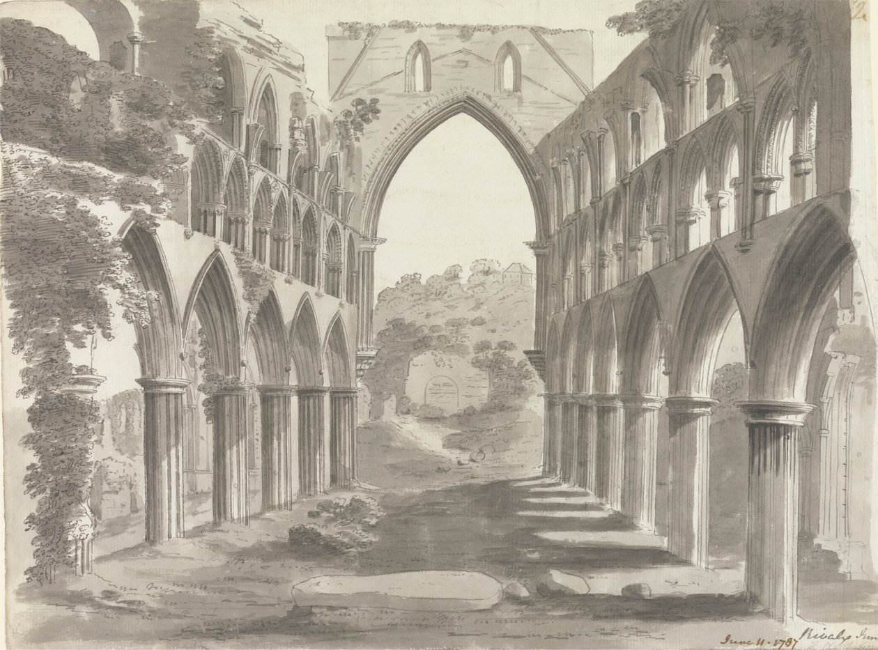 Skibet til Rievaulx Abbey, Yorkshire av Unknown artist