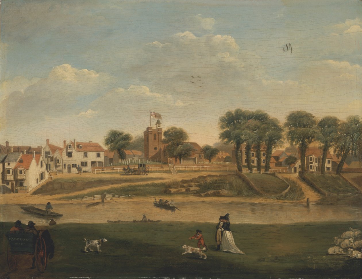 The Old Parish Church and Village, Hampton-on-Thames, Middlesex, 1700-tallet av Unknown artist