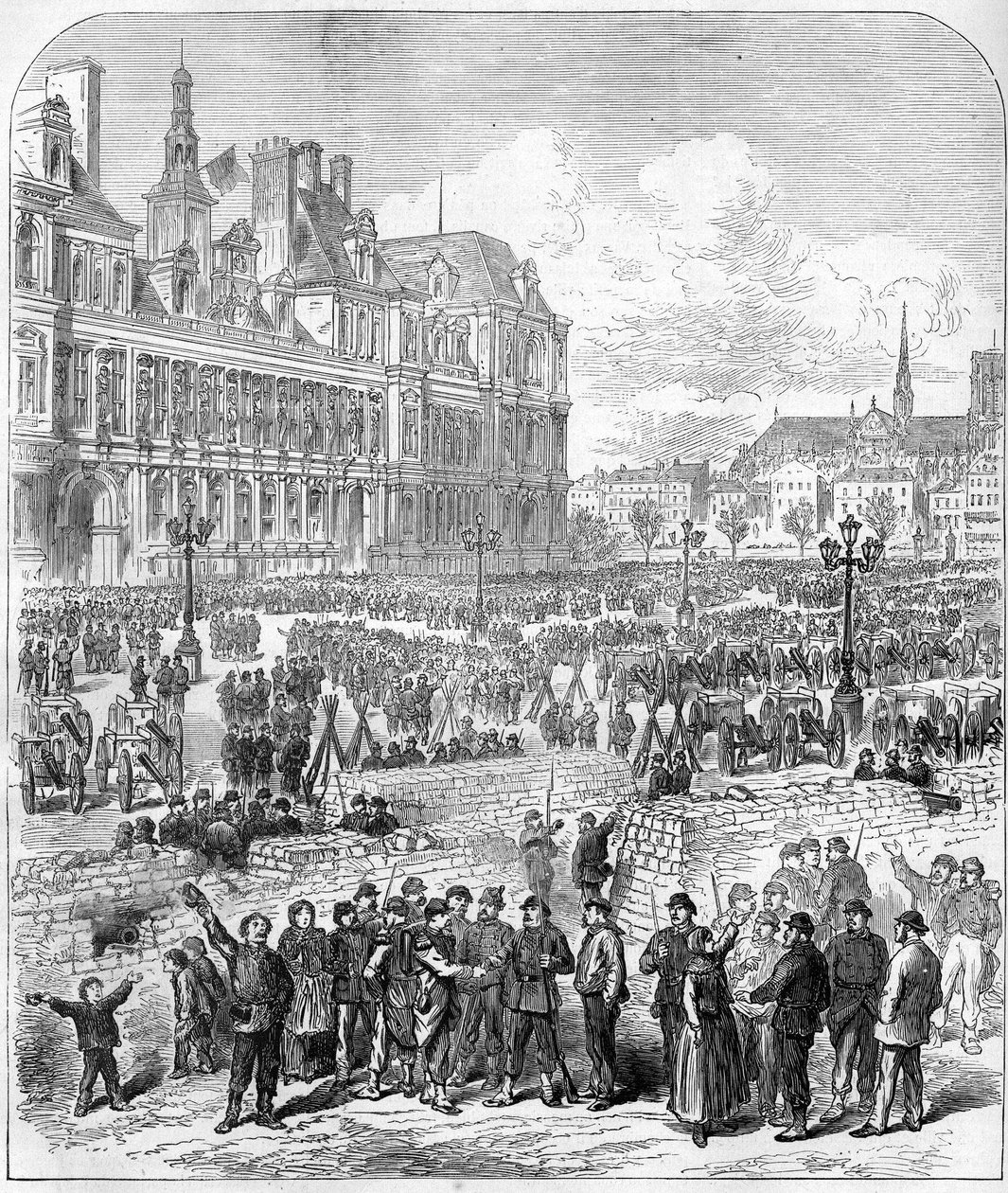 Pariskommunen i 1871. Barrikader og artilleripark i Federes (Communards), Place de l