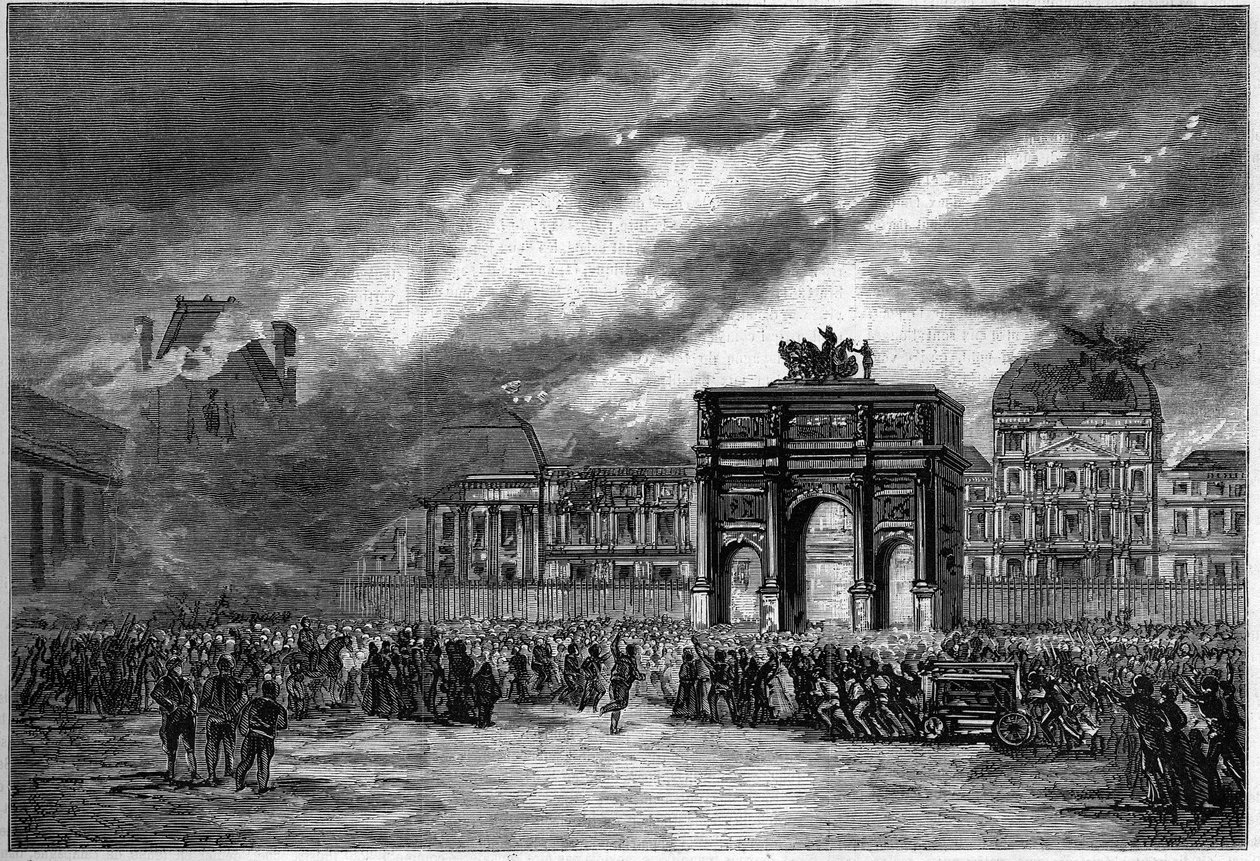 Pariserkommunen i 1871. Brann i Tuilerienes palass under den blodige uken (22.-28. mai av Unknown artist