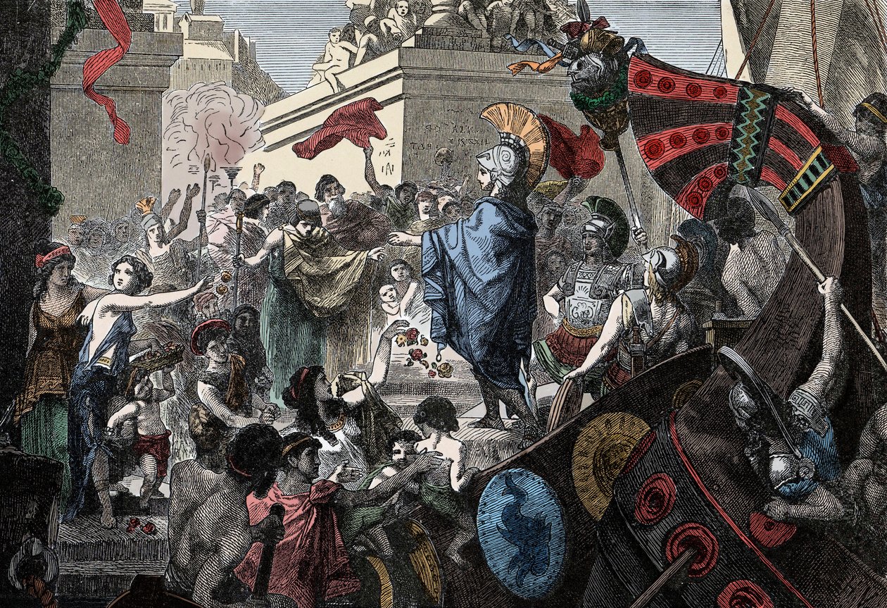 The Return of Alcibiades to Athens - Gresk Antiquity: The Triumphant Return of Alcibiades (450-404 BC) to Athens, 407 BC av Unknown artist