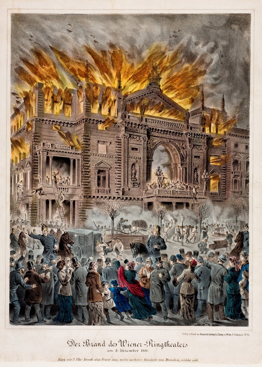 Ringteaterbrannen i Wien 8. desember av Unknown artist