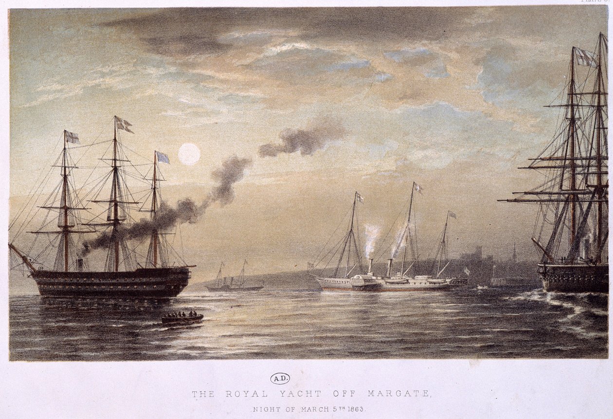 The Royal Yacht off Margate: Royal Yacht of England, en natt i mars 1863. av Unknown artist