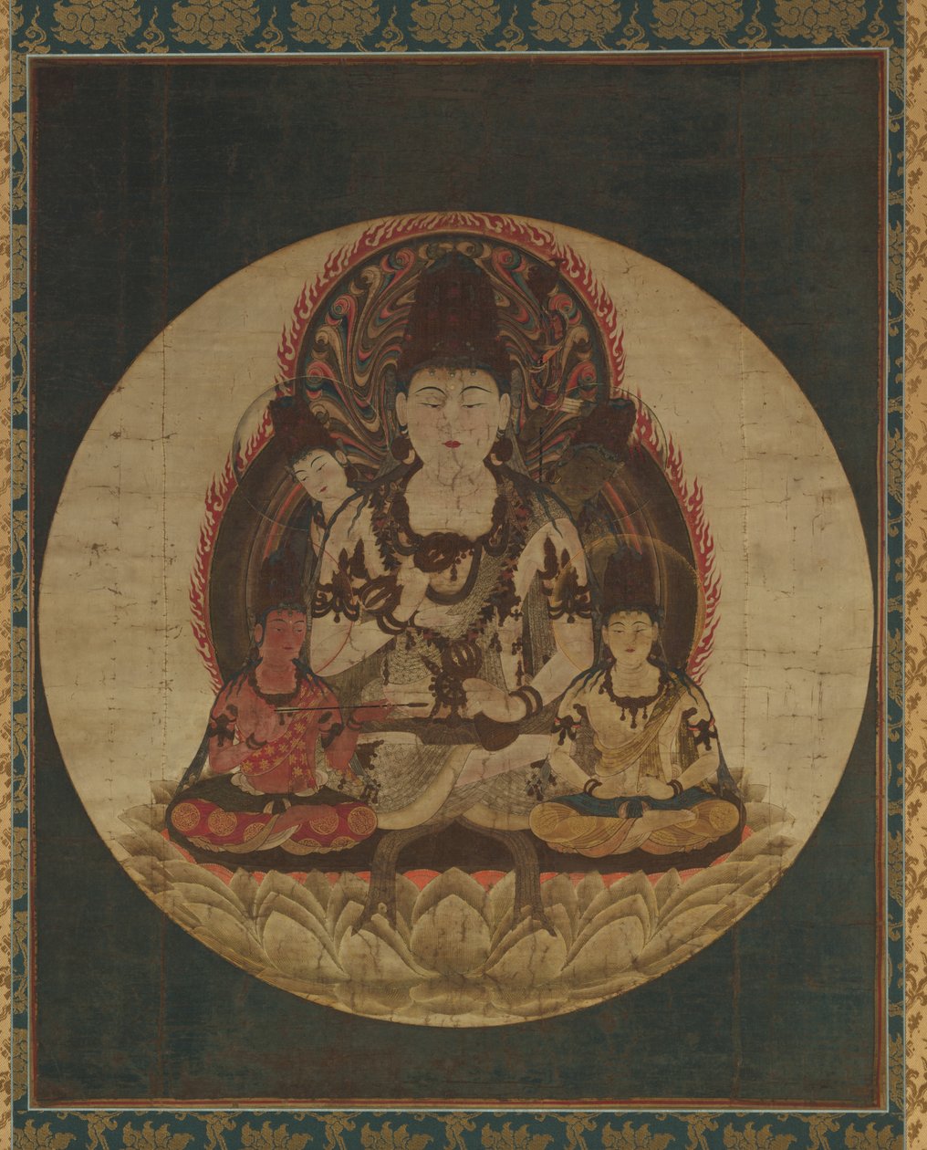 te se clet fem bodhisattvaer (fem hemmelige bodhisattvaer) av Unknown artist