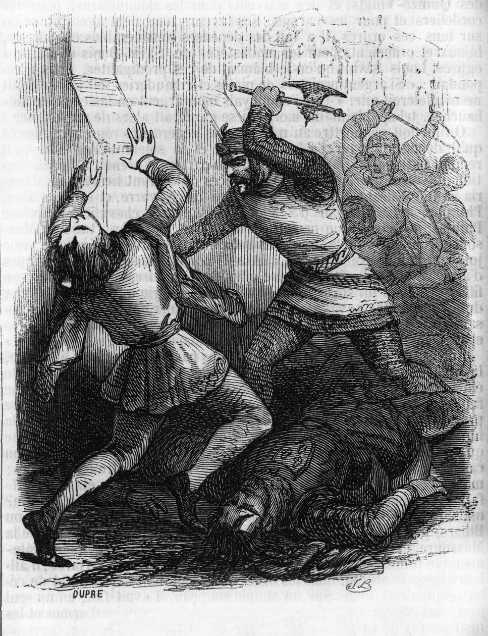 The “Sicilian Vepers” (Vespri Siciliani) popular revolt of the island of Sicily against the feodal domination of the French king Charles of Anjou, which occurred in Palermo and Corleone, March 31 av Unknown artist