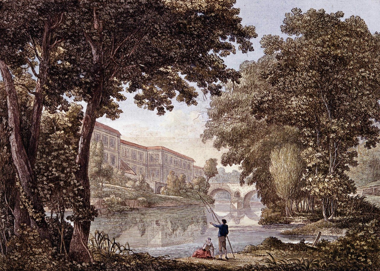Stern Bridge i Weimar, Tyskland. Gravering fra 1793 av Unknown artist