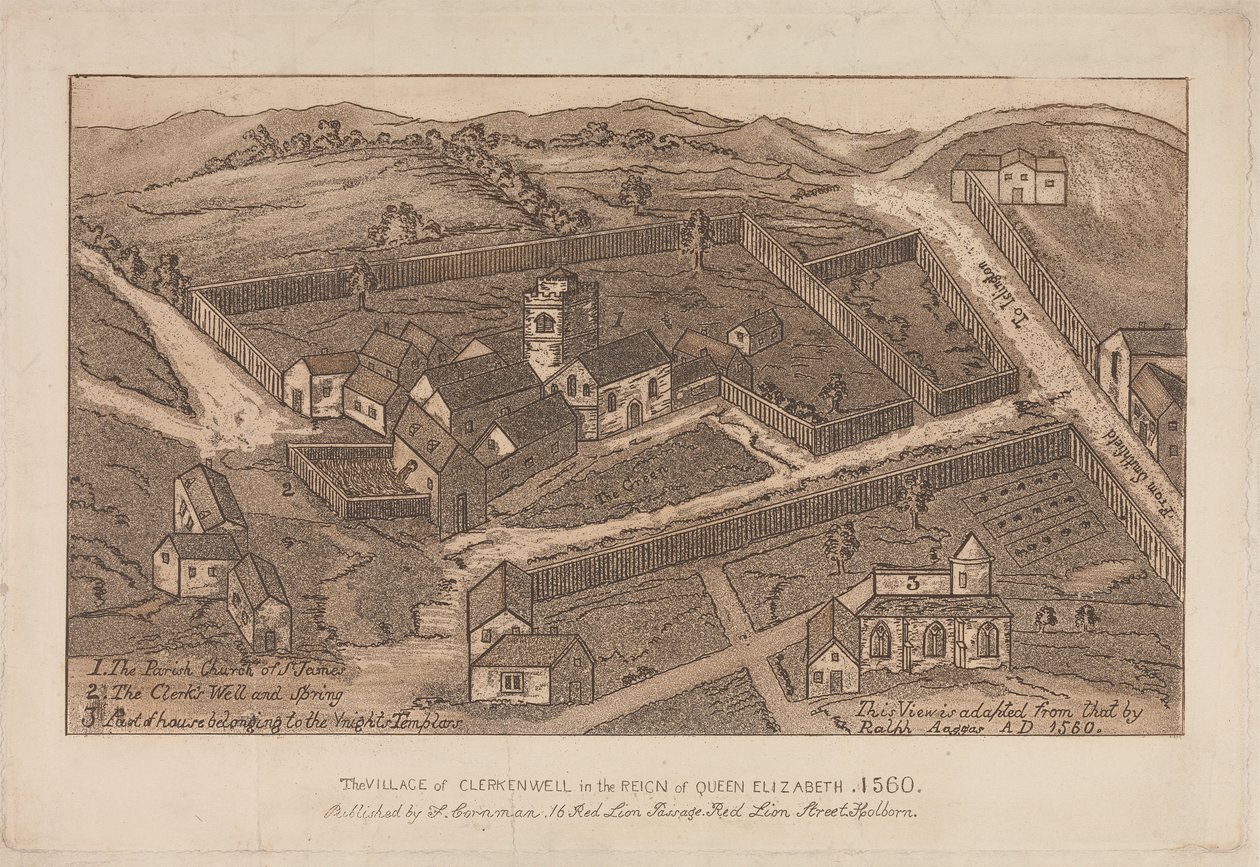 Landsbyen Clerkenwell under dronning Elizabeths regjeringstid, 1560 av Unknown artist