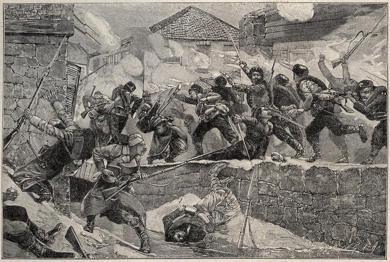 Krigen mellom Serbia og Bulgaria, Bulgarsk - Serbo-bulgarsk krig 1885 - Slaget ved Pirot, 27.11.1885 - Serbo-bulgarsk krig Slaget ved Pirot 1885 av Unknown artist