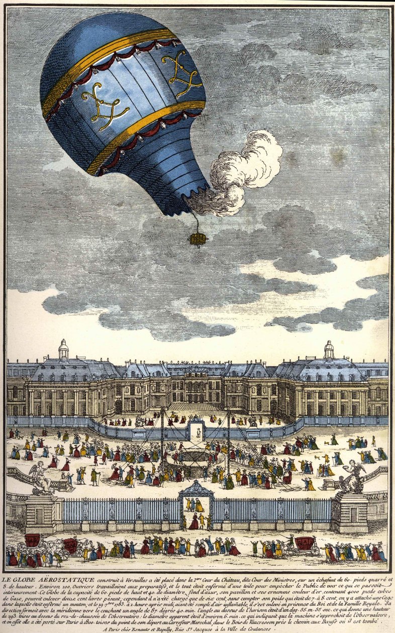 Den aerostatiske jordkloden bygget i Versailles i 1783. av Unknown artist