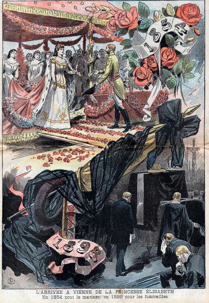 Ankomsten til Wien av Elisabeth de Wittelsbach av Unknown artist