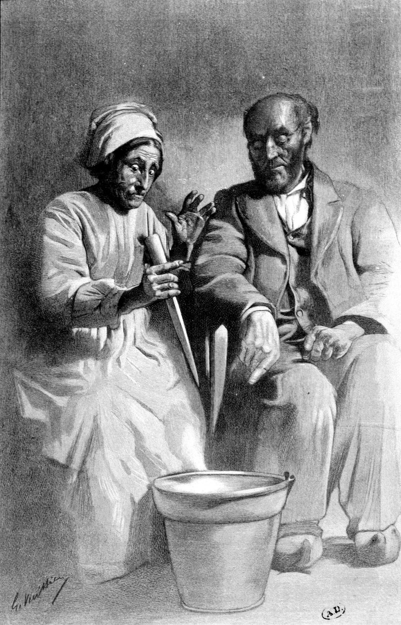 Det fortryllende ved det reflekterte bildet - litografi, slutten av 1800-tallet av Unknown artist