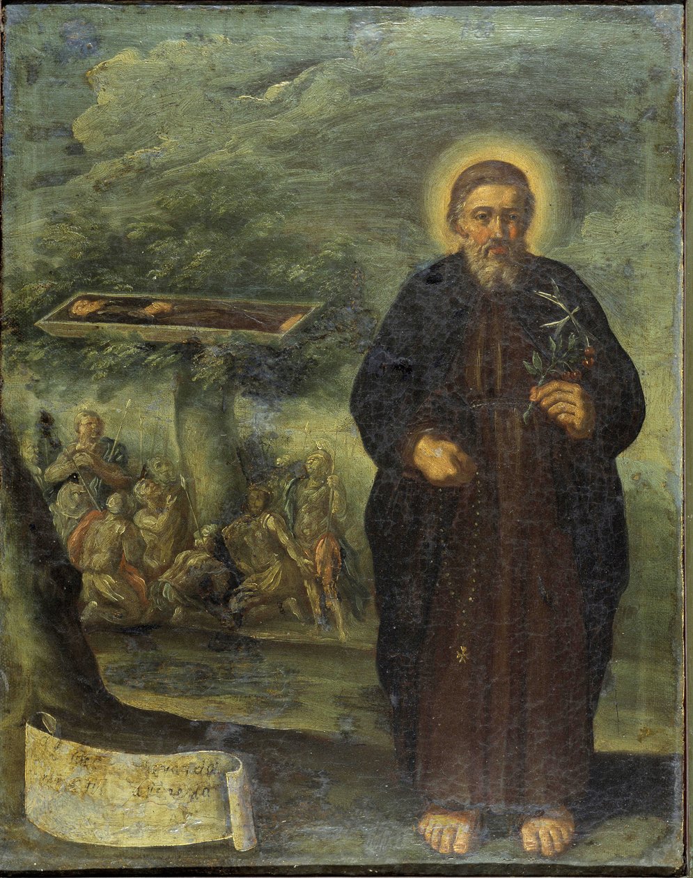 Den velsignede Gerard Mecatti. Salige Gerard Mecatti. Portrett av bror Gerard dit Gerard Tenque grunnlegger av sykehusmedarbeideren i Jerusalem (sykehusene til Saint John) som ble Maltas orden. Anonymt maleri av den napolitanske skolen av Unknown artist