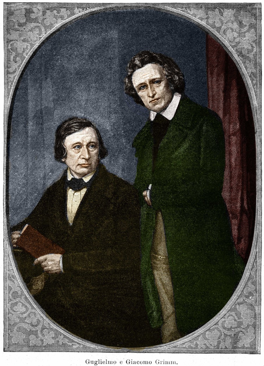 Brødrene Jakob (1785-1863) og Wilhelm (1786-1859) Grimm, tyske forfattere. av Unknown artist