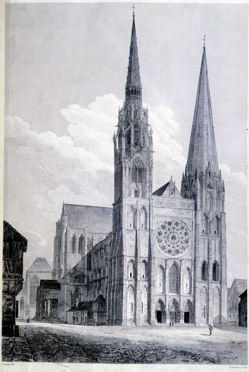 Katedralen i Chartres - gravering av Unknown artist