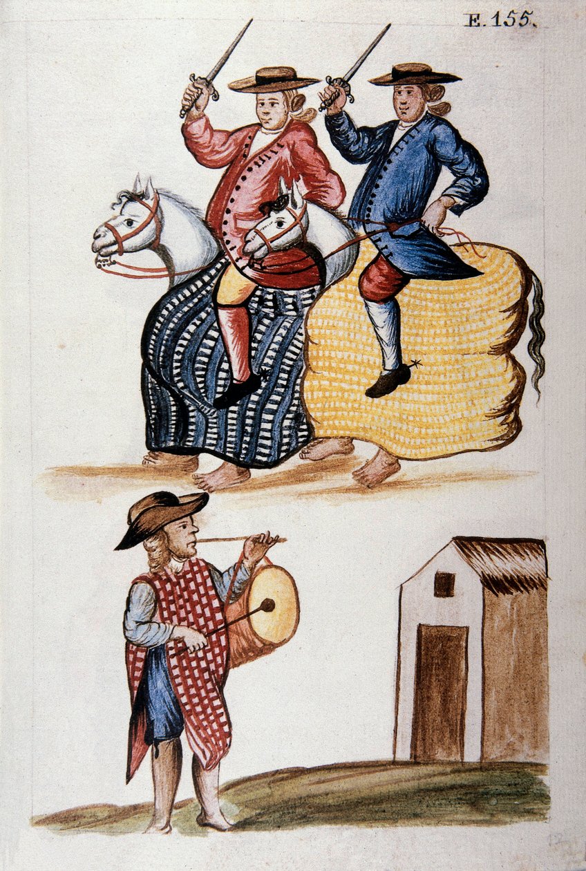 The Dance of the Little Horse, fra boken "Trujillo del Peru" eller "Codex Martinez Companion", av Baltazar Martinez Companion og Bujanda, biskop av Trujillo (1782-1785) av Unknown artist