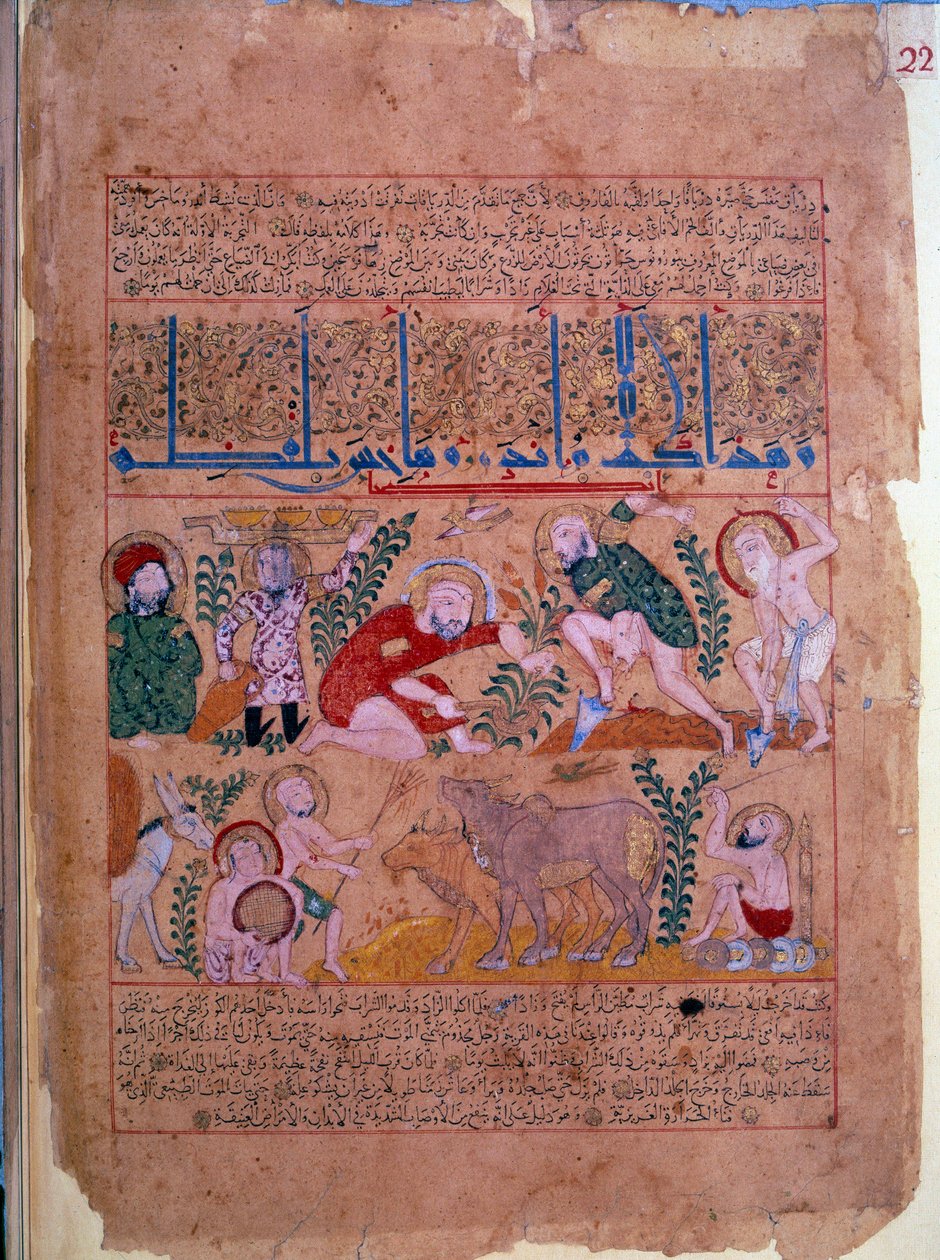 Legen Andromakhos observerer landbruksaktivitetene Miniatyr hentet fra "" The book of antidotes"" 1199 Paris, B.N. av Unknown artist