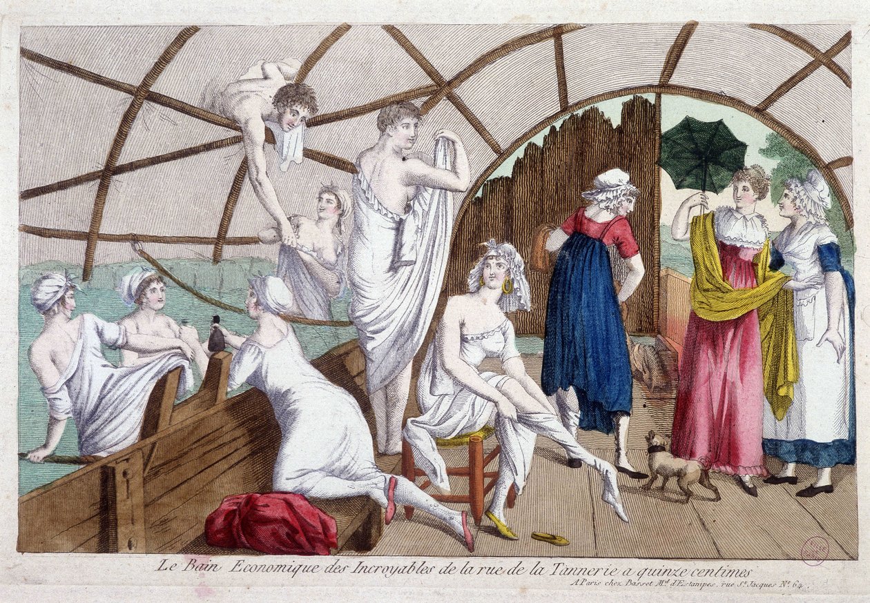 Det utroliges økonomiske bad (15 cent), rue de la tannerie, tidlig på 1800-tallet, Carnavalet. av Unknown artist