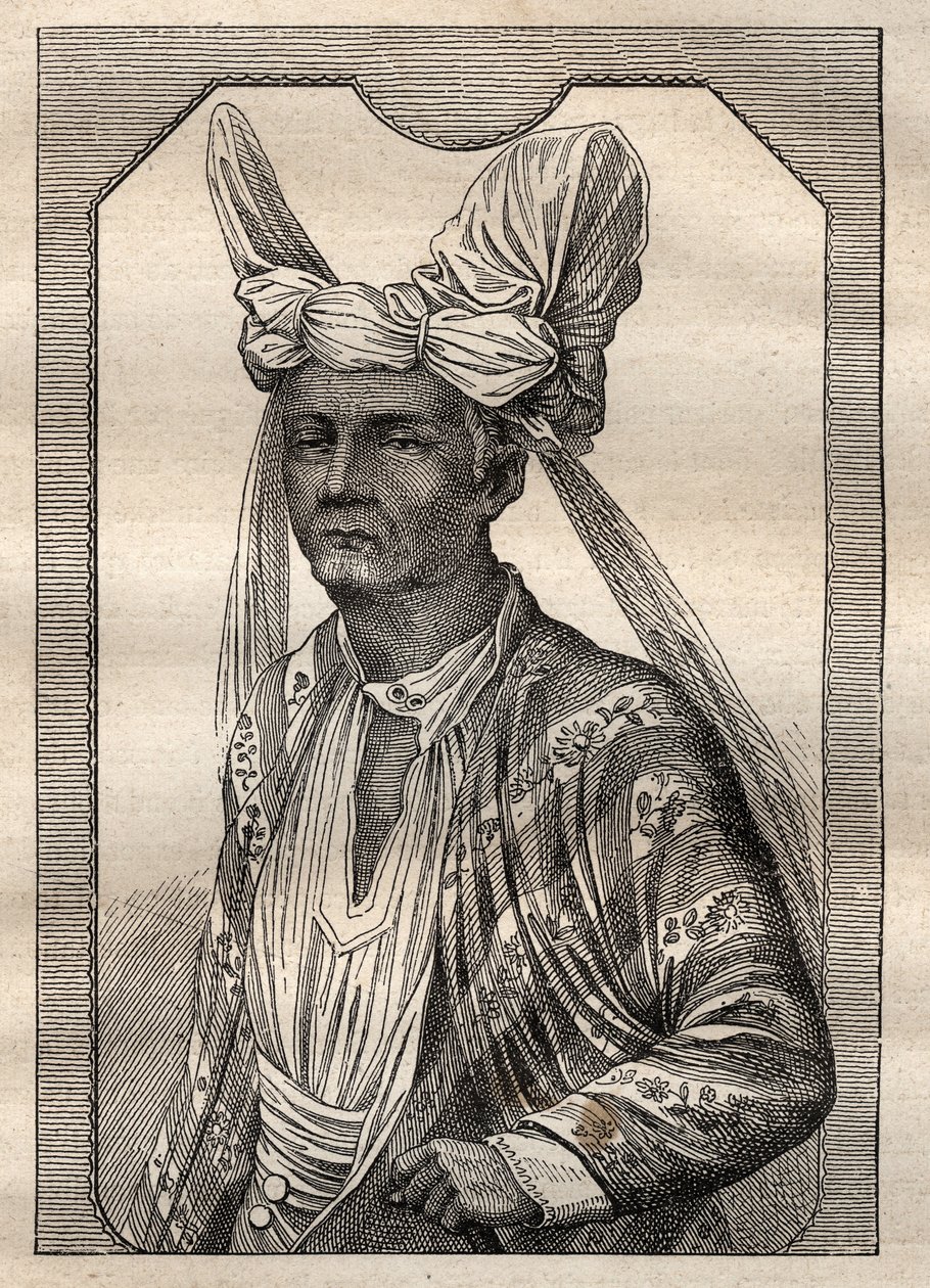 The expedition around the world (1790-1792) by Captain Etienne Marchand (1755-1793): portrait of the king of the island Timor (Indonesian archipelago) - illustration taken from “The Great Mariners of the 18th century” av Unknown artist