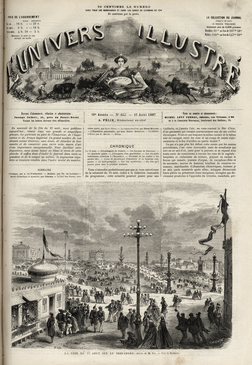 Festen 15. august 1867 på Trocadero i Paris - Det berømte universet i 1867 av Unknown artist