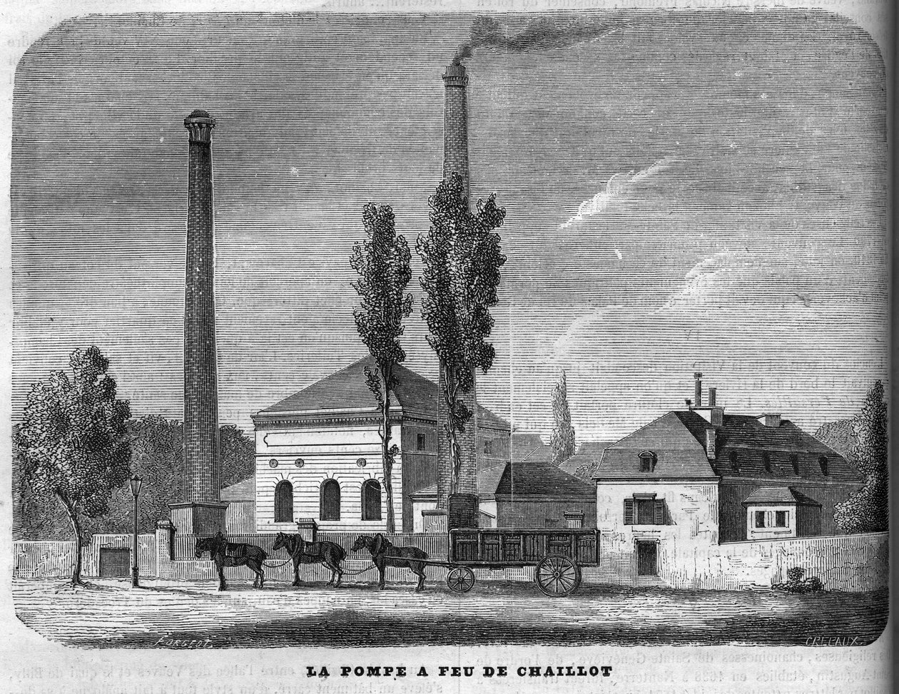 Brannpumpen til Chaillot i 1858. av Unknown artist
