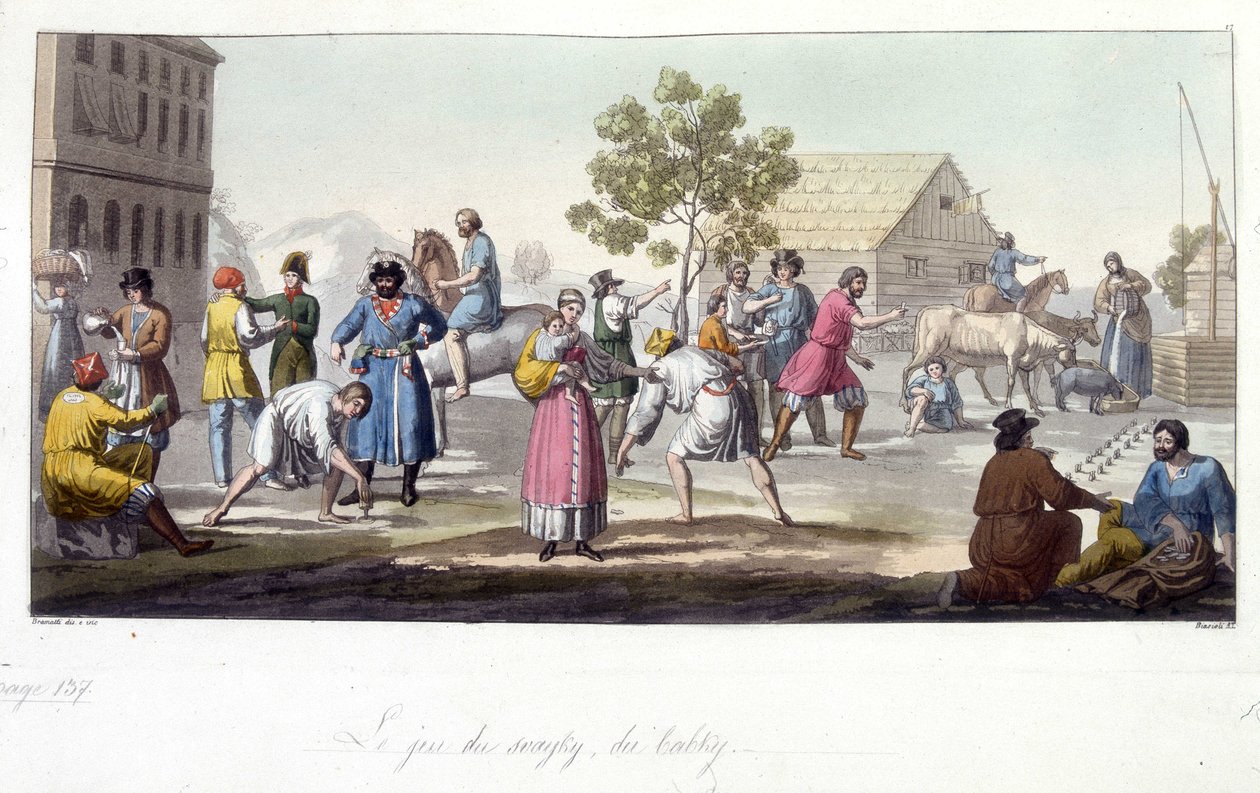 Spillet svayky og babky, Russland. av Unknown artist