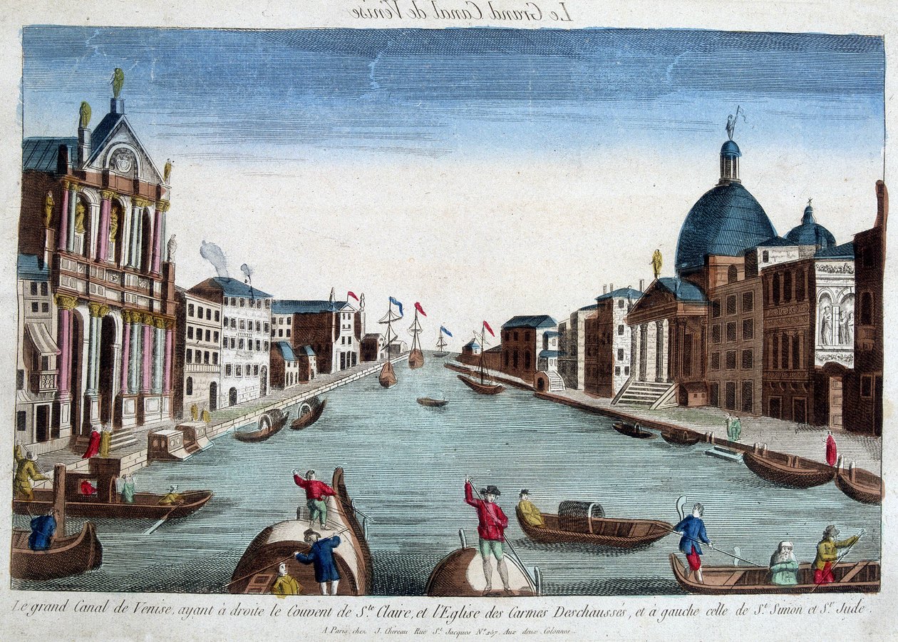 Den store kanalen i Venezia. Til høyre: klosteret Santa Claire og kirken Carmes Deshaussés. Til venstre: St. Simon og St. Judas kirke. av Unknown artist