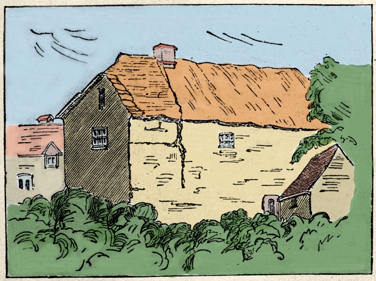 Hjemmet til Francis Drake (1540-1596), britisk oppdagelsesreisende og privatmann i Crowndale nær Tavistock. Den ble ødelagt på 1800-tallet. av Unknown artist