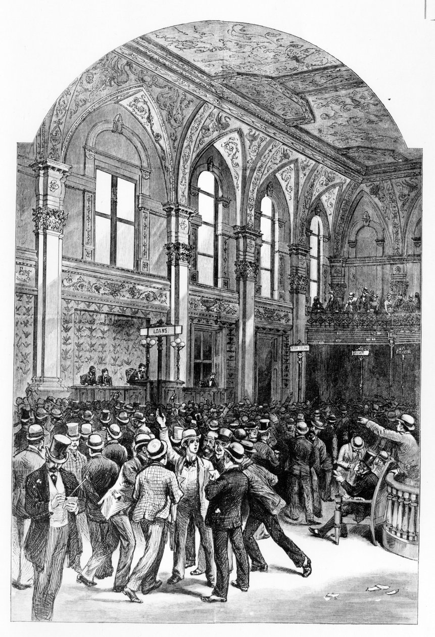 Interiøret til New York Stock Exchange i 1881. av Unknown artist