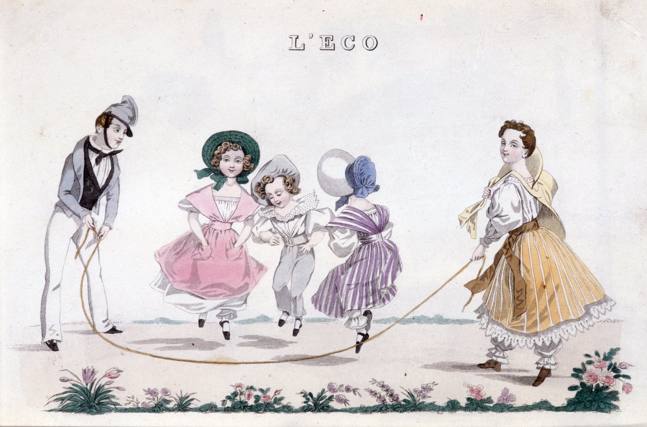 Hoppetauet, gruppe barn av borgerskapet som leker. 1830 av Unknown artist