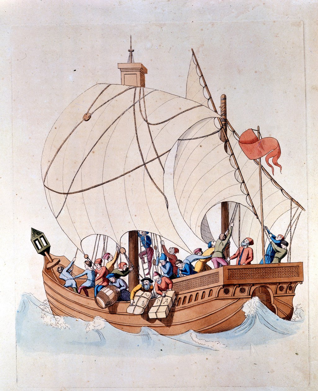Lastingen av en karavel fra 1200-tallet er på sjøen. av Unknown artist